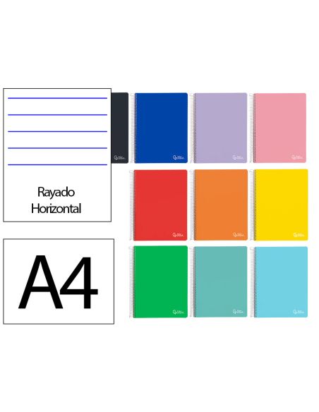 Cuaderno Espiral Liderpapel A4 Micro Witty Tapa Dura 120H 90Gr Horizontal 8Mm 5 Bandas 4 Taladros Colores Surtidos