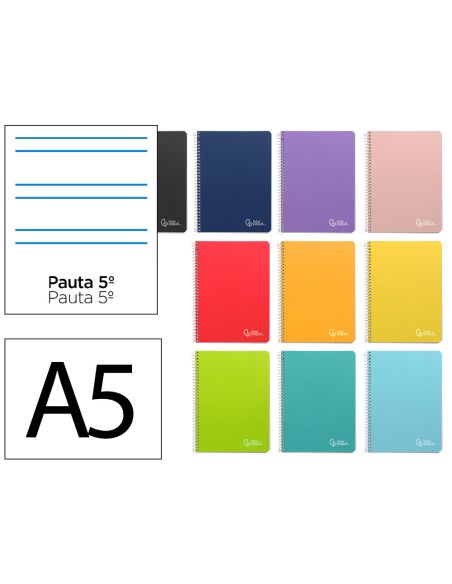 Cuaderno Espiral Liderpapel A5 Witty Tapa Dura 80H 90Gr Rayado Montessori 5 Mm Colores Surtidos
