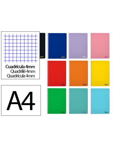 Cuaderno Espiral Liderpapel A4 Smart Tapa Blanda 80H 75Gr Cuadro 4 Mm Con Margen Colores Surtidos