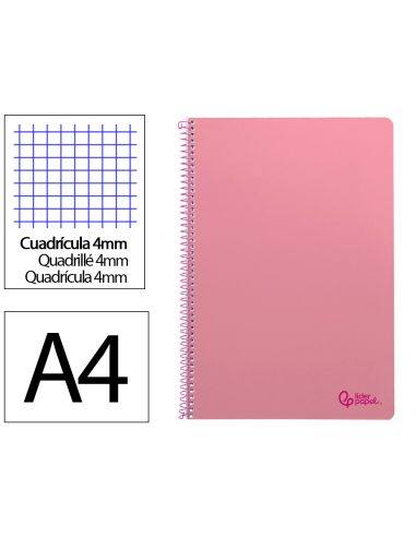 Cuaderno Espiral Liderpapel A4 Smart Tapa Blanda 80H 75Gr Cuadro 4Mm Con Margen Color Rosa