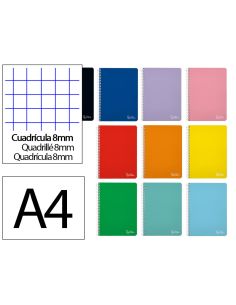 Cuaderno Espiral Liderpapel A4 Witty Tapa Dura 80H 90Gr Cuadro 8Mm Con Margen Colores Surtidos