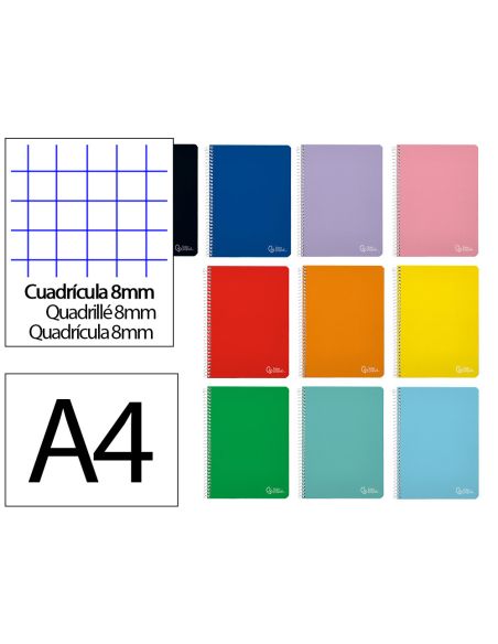 Cuaderno Espiral Liderpapel A4 Witty Tapa Dura 80H 90Gr Cuadro 8Mm Con Margen Colores Surtidos