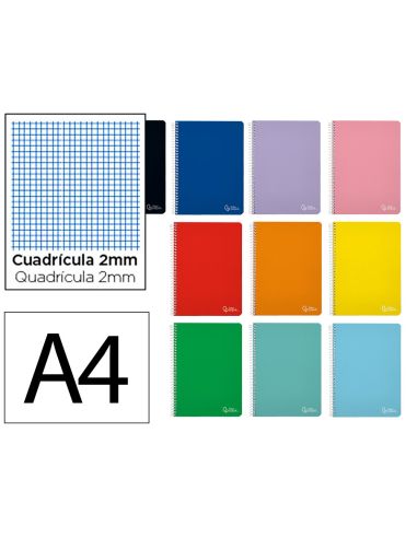 Cuaderno Espiral Liderpapel A4 Witty Tapa Dura 80H 90Gr Milimetrado 2Mm Colores Surtidos