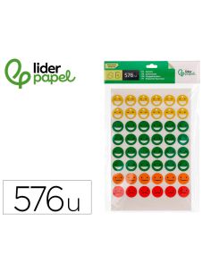 Gomets Escolar Liderpapel Caras Bolsa De 12 Hojas 48 Caras Por Hoja Colores Surtidos
