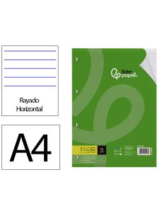 Recambio Liderpapel A4 100 Hojas 75Gr Horizontal Con Margen 4 Taladros
