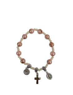 Brazalete Simil Perlas Milagrosa+Arbol+Cruz