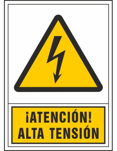 Pictograma Syssa Señal De Advertencia Atencion! Alta Tension En Pvc 245X345 Mm