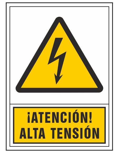 Pictograma Syssa Señal De Advertencia Atencion! Alta Tension En Pvc 245X345 Mm