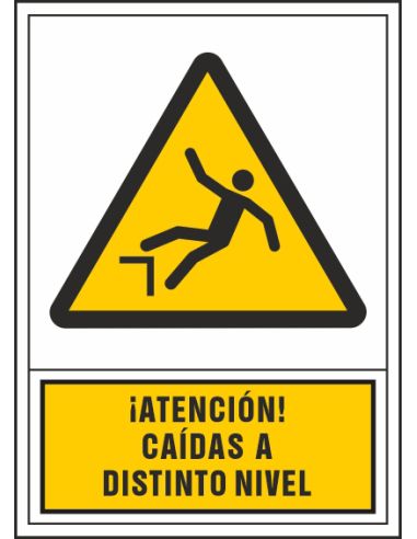 Pictograma Syssa Señal De Advertencia Atencion! Caidas A Distinto Nivel En Pvc 245X345 Mm
