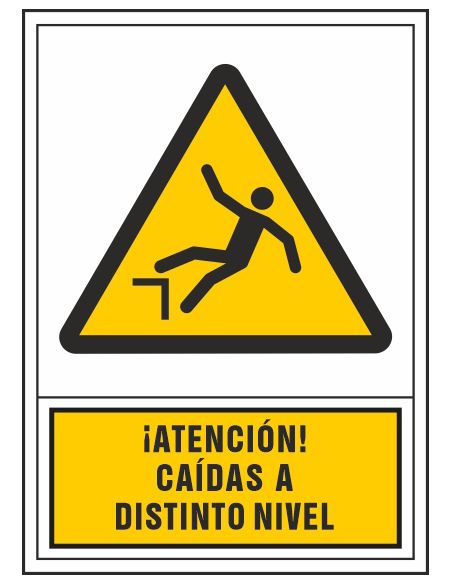 Pictograma Syssa Señal De Advertencia Atencion! Caidas A Distinto Nivel En Pvc 245X345 Mm