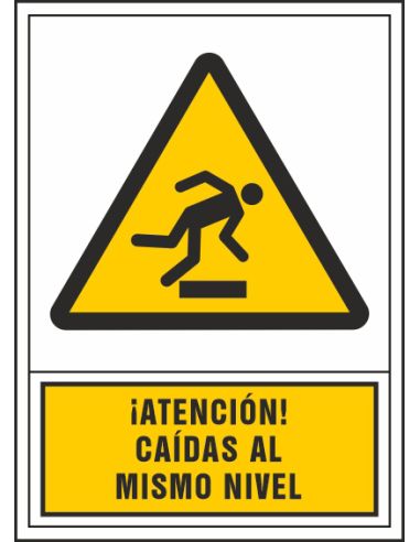 Pictograma Syssa Señal De Advertencia Atencion! Caidas Al Mismo Nivel En Pvc 245X345 Mm