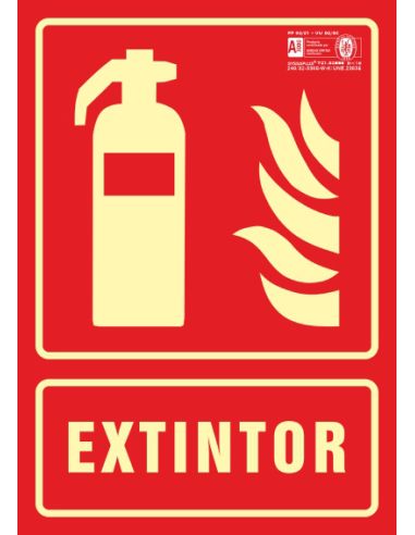Pictograma Syssa Señal De Extintor En Pvc Fotoluminiscente 210X297 Mm