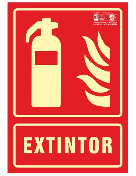 Pictograma Syssa Señal De Extintor En Pvc Fotoluminiscente 210X297 Mm