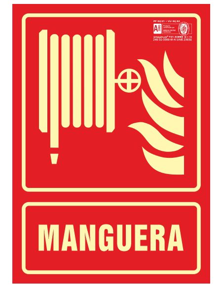 Pictograma Syssa Señal De Manguera En Pvc Fotoluminiscente 210X297 Mm