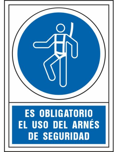 Pictograma Syssa Señal De Obligacion Es Obligatorio El Uso De Arnes De Seguridad En Pvc 245X345 Mm