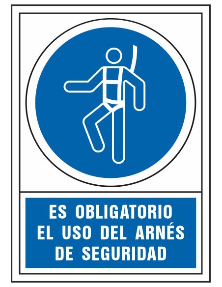 Pictograma Syssa Señal De Obligacion Es Obligatorio El Uso De Arnes De Seguridad En Pvc 245X345 Mm