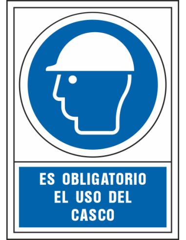 Pictograma Syssa Señal De Obligacion Es Obligatorio El Uso De Casco En Pvc 245X345 Mm