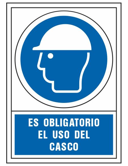 Pictograma Syssa Señal De Obligacion Es Obligatorio El Uso De Casco En Pvc 245X345 Mm