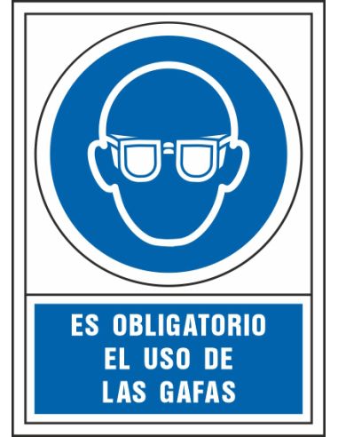Pictograma Syssa Señal De Obligacion Es Obligatorio El Uso De Las Gafas En Pvc 245X345 Mm