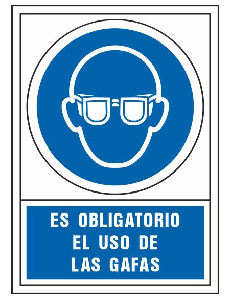 Pictograma Syssa Señal De Obligacion Es Obligatorio El Uso De Las Gafas En Pvc 245X345 Mm