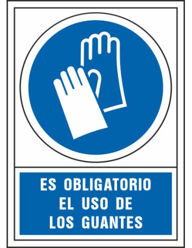Pictograma Syssa Señal De Obligacion Es Obligatorio El Uso De Los Guantes En Pvc 245X345 Mm