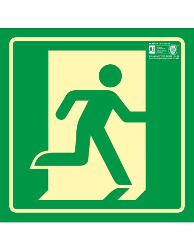Pictograma Syssa Señal De Salida De Emergencia Derecha En Pvc Fotoluminiscente 224X224 Mm