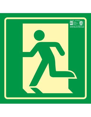 Pictograma Syssa Señal De Salida De Emergencia Izquierda En Pvc Fotoluminiscente 210X210 Mm