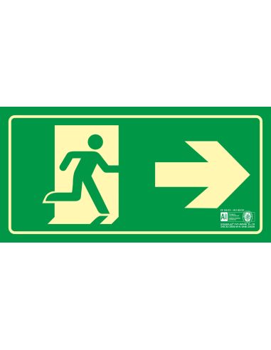 Pictograma Syssa Señal De Salida Emergencia Flecha Derecha En Pvc Fotoluminiscente 320X160 Mm