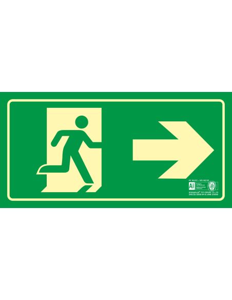 Pictograma Syssa Señal De Salida Emergencia Flecha Derecha En Pvc Fotoluminiscente 320X160 Mm