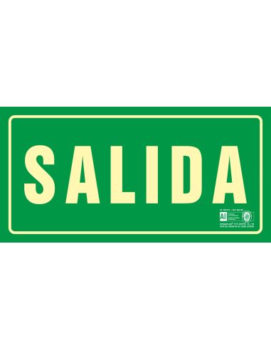 Pictograma Syssa Señal De Salida En Pvc Fotoluminiscente 320X160 Mm