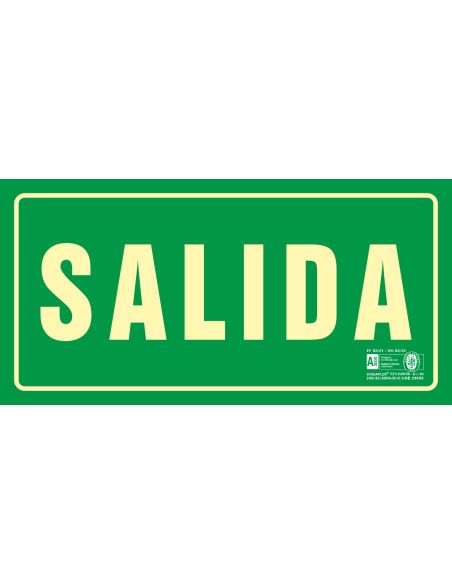 Pictograma Syssa Señal De Salida En Pvc Fotoluminiscente 320X160 Mm