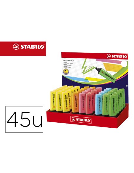 Rotulador Stabilo Boss Fluorescente 70 Expositor De 45 Unidades Colores Surtidos