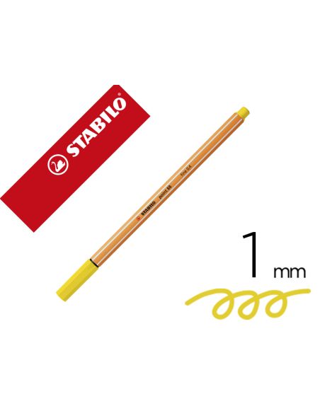 Rotulador Amarillo Limon Stabilo Punta De Fib Ra Point 88  Punta Fina 0,4Mm