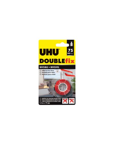 Cinta Adhesiva Uhu Doublefix Invisible Doble Cara Extra Fuerte 1,5 Mt X 19 Mm
