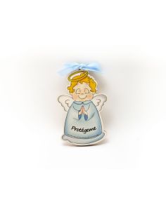 Angel De La Guarda Madera 60X90Mm Protegeme Azul