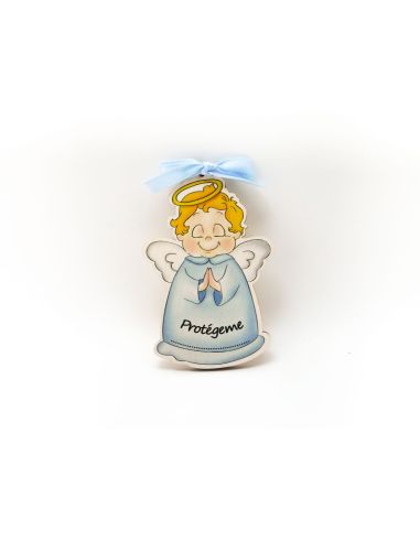 Angel De La Guarda Madera 60X90Mm Protegeme Azul