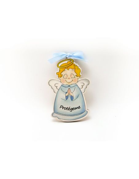 Angel De La Guarda Madera 60X90Mm Protegeme Azul