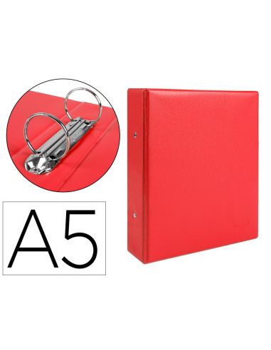 Carpeta De 2 Anillas 40 Mm Redondas Liderpapel A5 Carton Forrado Pvc Rojo