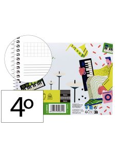 Bloc Musica Liderpapel Combi Pentagrama 3Mm Mas Cuadricula De 4Mm Para Anotaciones Cuarto20 Hojas 100G/M2