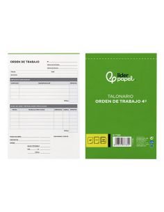 Talonario Liderpapel Orden De Trabajo Cuarto Original Y Copia T255