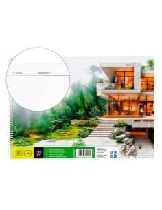 Bloc Dibujo Liderpapel Lineal Arquitectura Espiral 230X325 Mm 20 Hojas 130G/M2 Con Recuadro Perforado