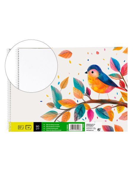 Bloc Dibujo Liderpapel Escolar Espiral 155X215Mm 20 Hojas 90 Gr/M2 Sin Recuadro