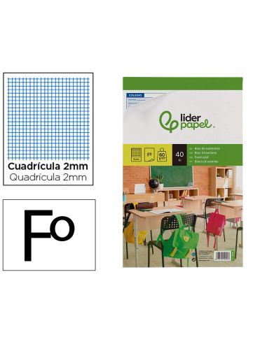 Bloc Examenes Liderpapel Cuadro 2Mm Folio 40 Hojas 60G/M2