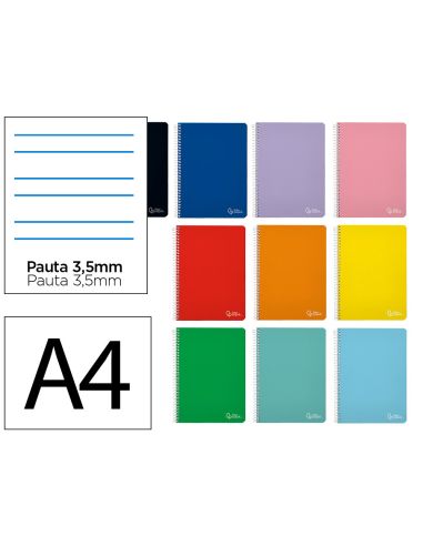 Cuaderno Espiral Liderpapel A4 Witty Tapa Dura 80H 90Gr Rayado Montessori 3,5Mm Colores Surtidos
