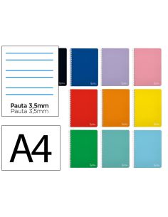 Cuaderno Espiral Liderpapel A4 Witty Tapa Dura 80H 90Gr Pauta 3,5Mm Con Margen Colores Surtidos