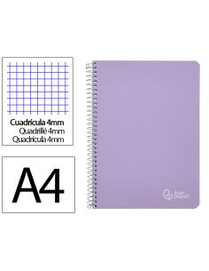 Cuaderno Espiral Liderpapel A4 Witty Tapa Dura 80H 90Gr Cuadro 4Mm Con Margen Color Violeta