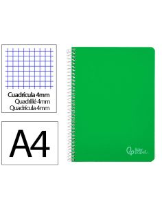 Cuaderno Espiral Liderpapel A4 Witty Tapa Dura 80H 90Gr Cuadro 4Mm Con Margen Color Verde