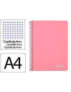 Cuaderno Espiral Liderpapel A4 Witty Tapa Dura 80H 90Gr Cuadro 4Mm Con Margen Color Rosa