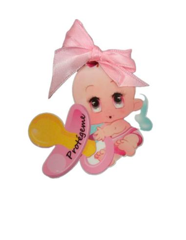 Medalla Cuna Plast. Bebe 7Cm Chupete Rosa