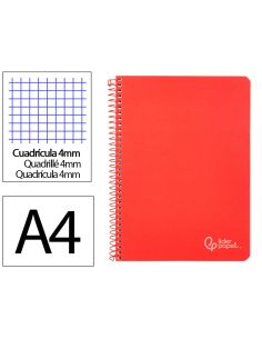 Cuaderno Espiral Liderpapel A4 Witty Tapa Dura 80H 90Gr Cuadro 4Mm Con Margen Color Rojo